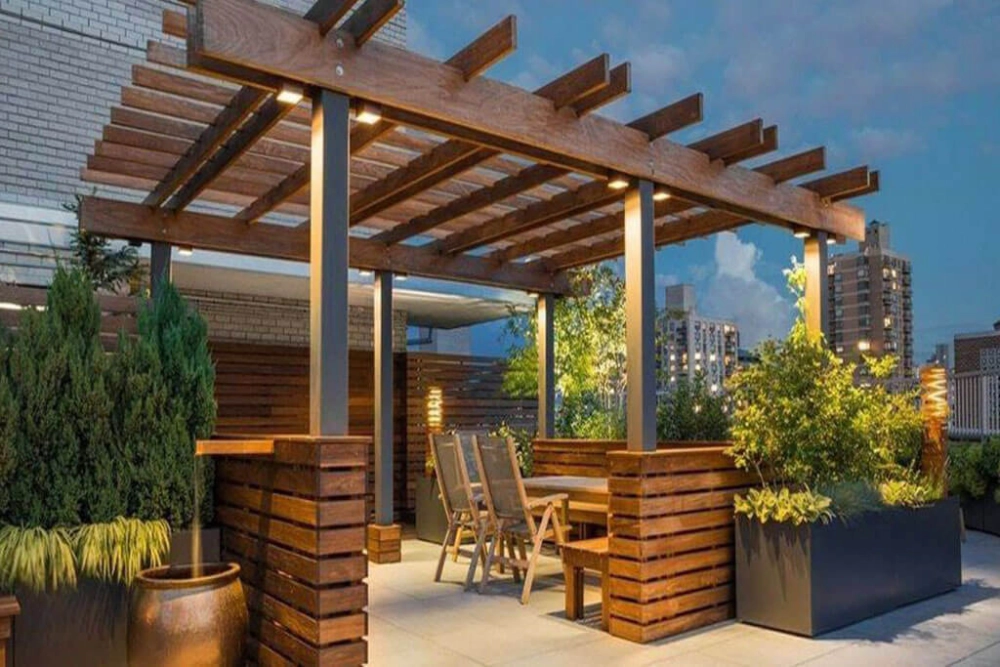 Tổng hợp mái che sân thượng nhà ống đẹp tiết kiệm không gian