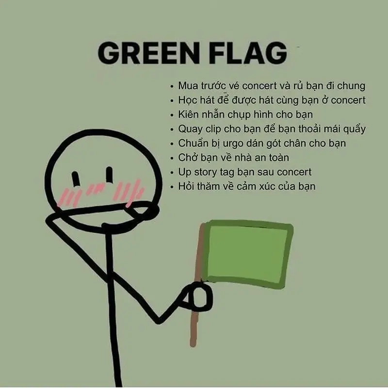 Tạo dấu ấn tích cực với meme green flag siêu đáng yêu