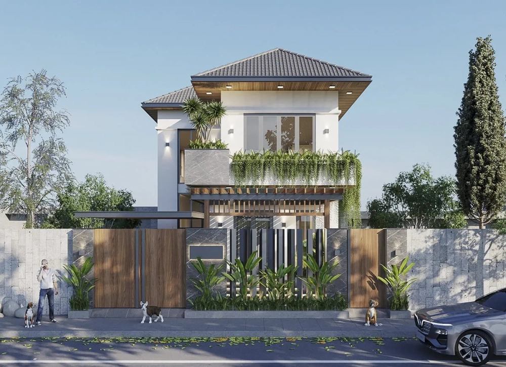 Khám phá mẫu nhà chữ l 2 tầng mái nhật đẹp sang trọng