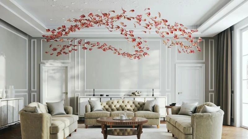 Xu hướng trang trí trần phòng khách đẹp 2025