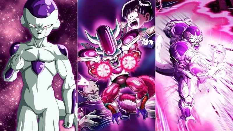 Hình ảnh frieza nổi bật với ánh nhìn sắc bén đầy hiểm ác