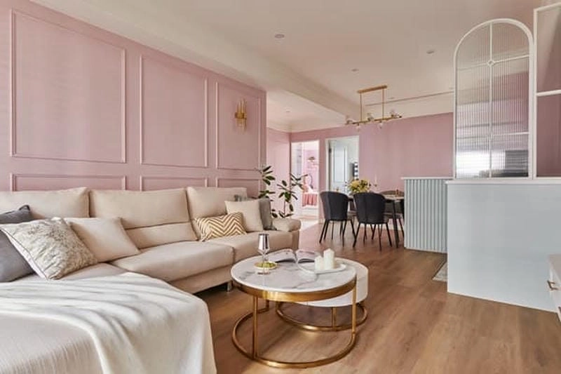 sơn nhà màu hồng đào dịu mắt mẫu sơn nhà màu hồng