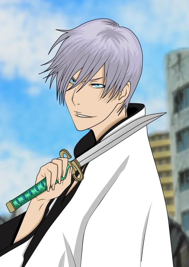 Tóc Gin Ichimaru màu bạc, luôn gọn gàng tạo nên vẻ lạnh lùng