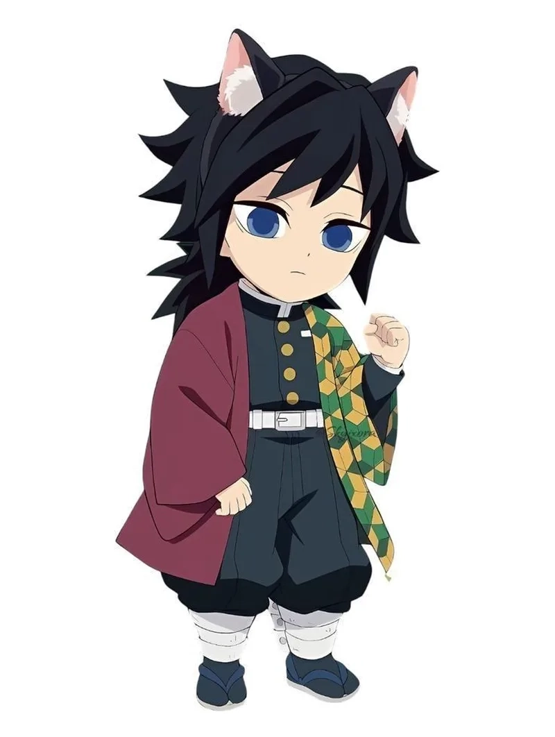 Tomioka Giyuu chibi cute là sự kết hợp giữa nét nghiêm nghị và sự dễ thương ngờ nghệch