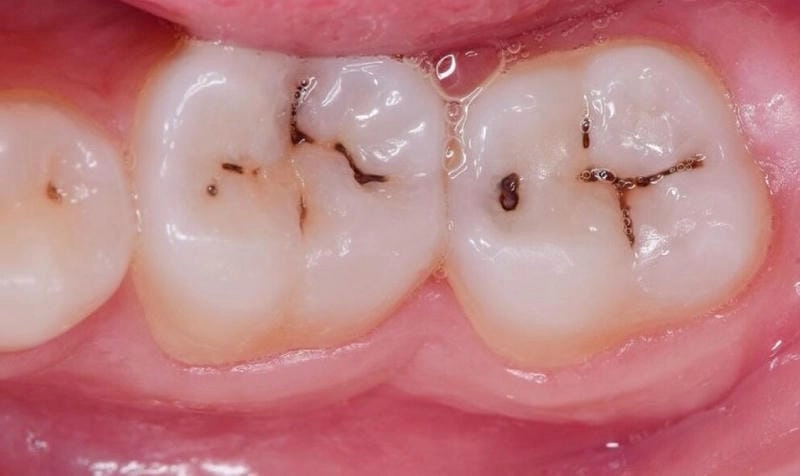 Góc cận cảnh rõ nét ảnh răng sâu