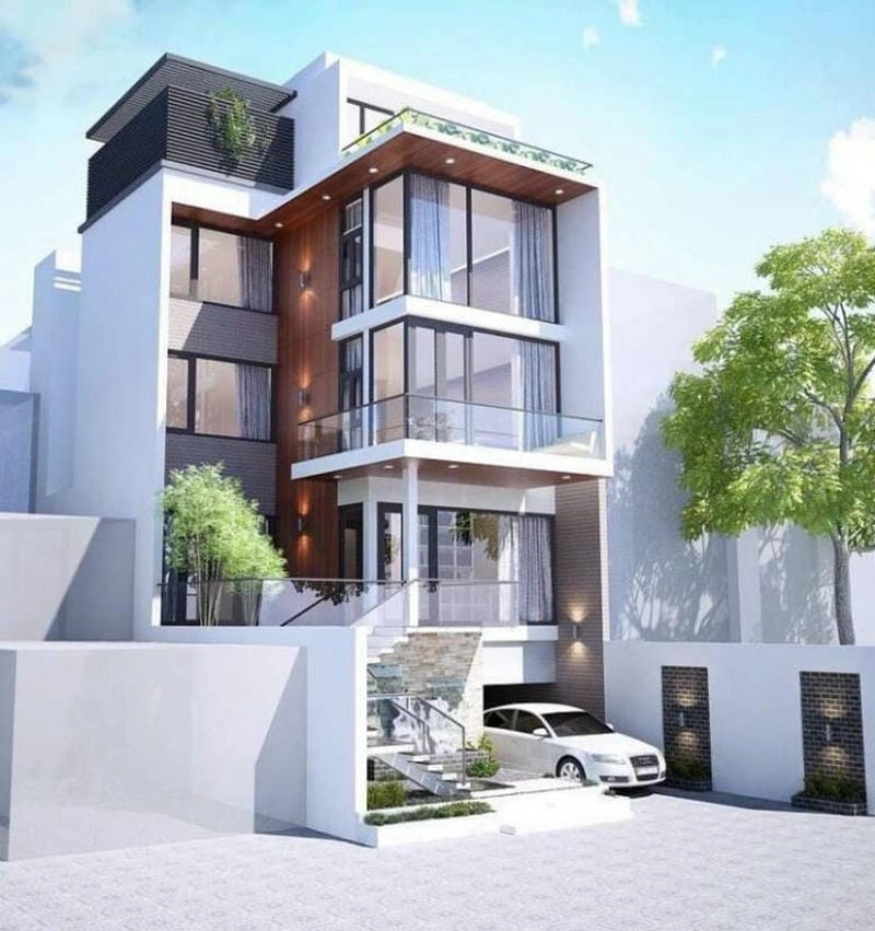 Không gian mẫu nhà có tầng hầm chìm sang trọng hiện đại