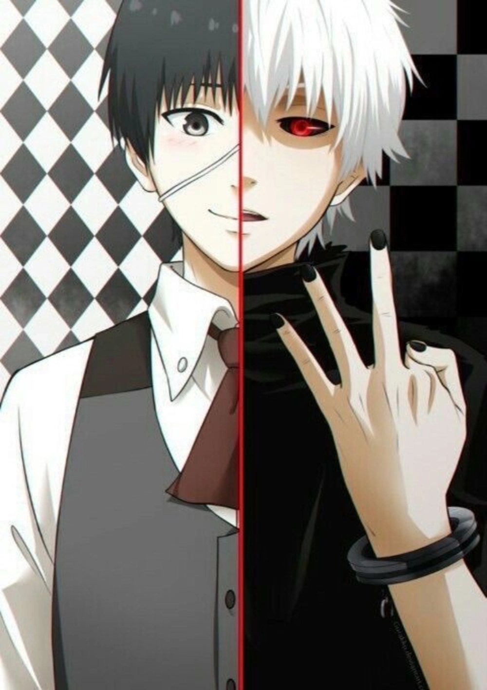 Ken Kaneki mask với nụ cười méo mó đầy ẩn ý