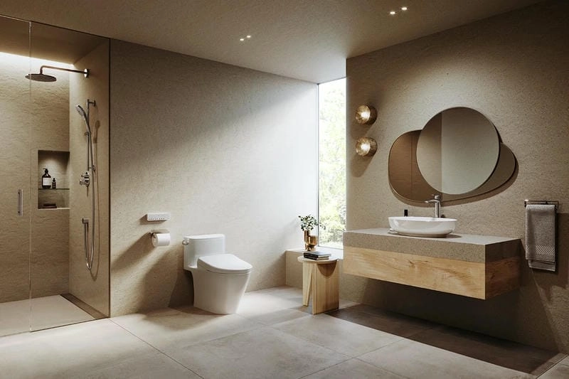 mẫu thiết kế nhà tắm nhỏ đẹp gọn gàng tiện lợi