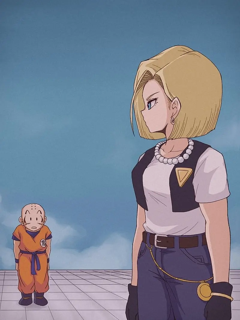 Hình ảnh đối đầu mạnh mẽ giữa 17 and Krillin