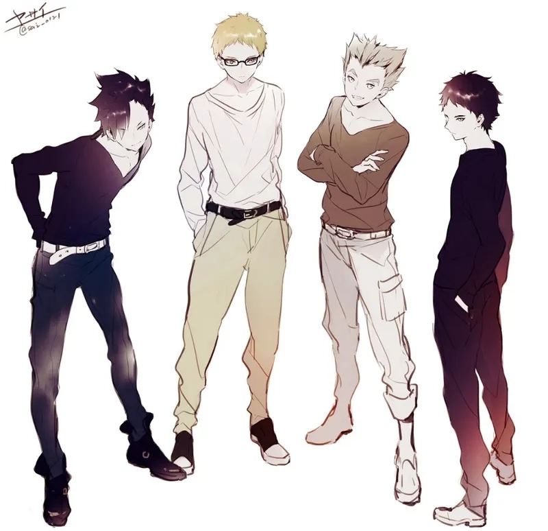 Fan vẽ nhóm Akaashi Bokuto Kuroo Tsukishima cực chất