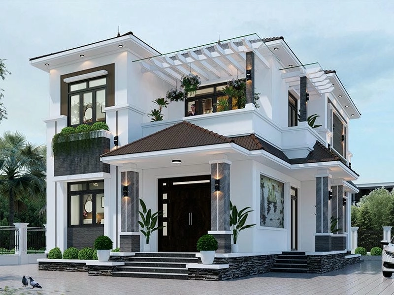 Ý tưởng mẫu nhà ngang 8m 2 tầng hiện đại độc đáo