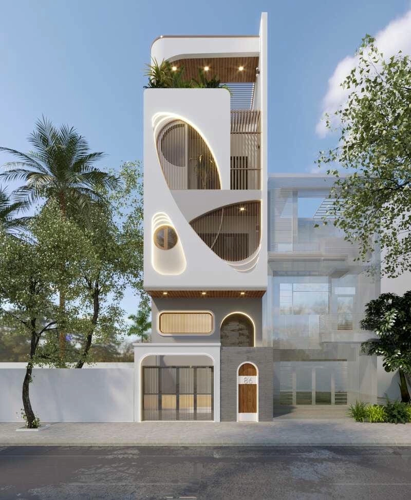 Ngắm mẫu nhà phố mặt tiền đẹp 7m trẻ trung