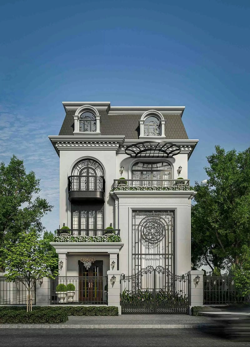 mẫu nhà biệt thự 3 tầng 2 mặt tiền tối ưu góc nhìn không gian