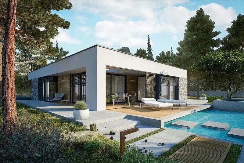 mẫu thiết kế nhà vườn 1 tầng đẹp không gian xanh thoáng mát