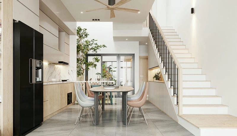 các mẫu thiết kế cầu thang nhà ống gợi ý kiểu dáng ấn tượng