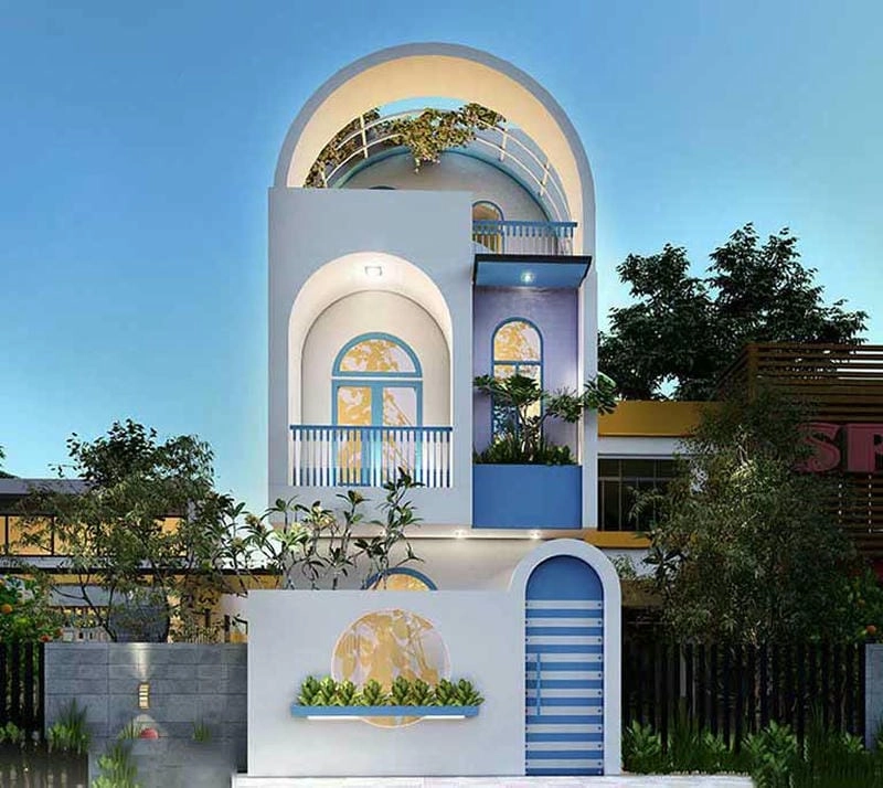 Chiêm ngưỡng mẫu mặt tiền nhà ống 2 tầng 1 tum đẹp nổi bật hiện đại