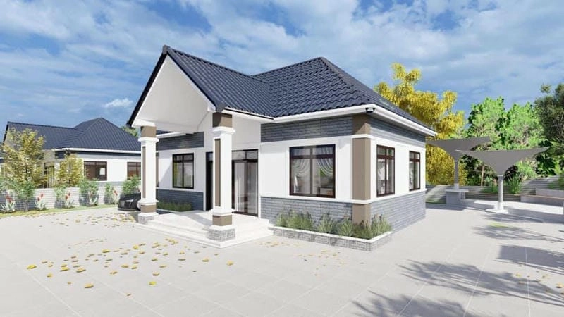 mẫu nhà vuông một tầng đẹp thiết kế cuốn hút nhẹ nhàng