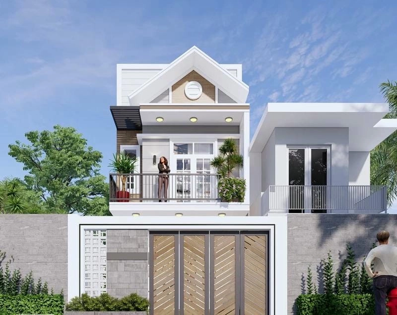 mẫu nhà 1 trệt 1 lầu đẹp hài hòa tiện nghi thu hút ánh nhìn