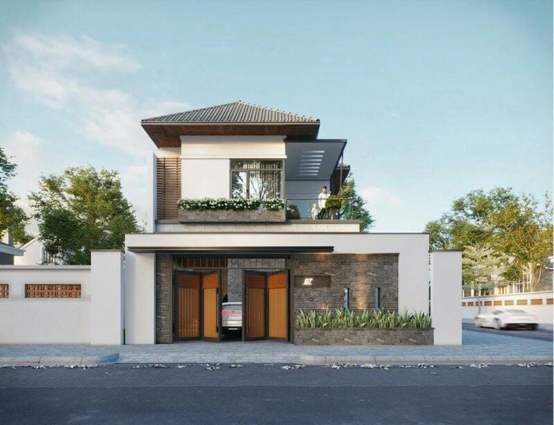 mẫu nhà 1 trệt 1 lầu đẹp 5x20 phù hợp lô đất rộng thoáng mát