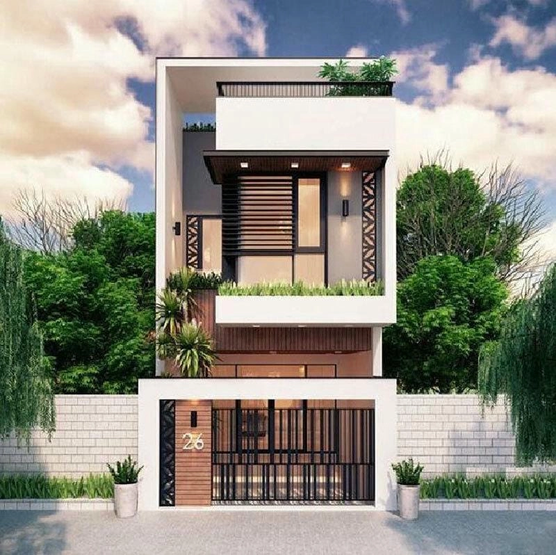 mẫu nhà 1 trệt 1 lửng 1 lầu 4x16 tận dụng diện tích hẹp hợp lý