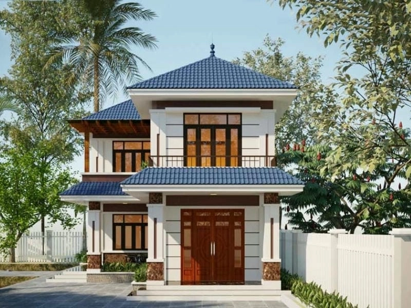 mẫu nhà 1 trệt 1 lầu 2 mặt tiền sang trọng thoáng đãng hút mắt