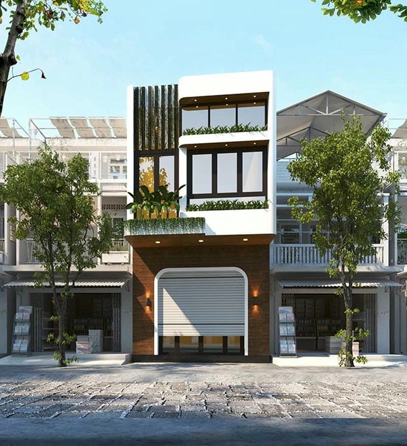 mẫu nhà mặt tiền 5m 2 tầng ý tưởng hiện đại trẻ trung