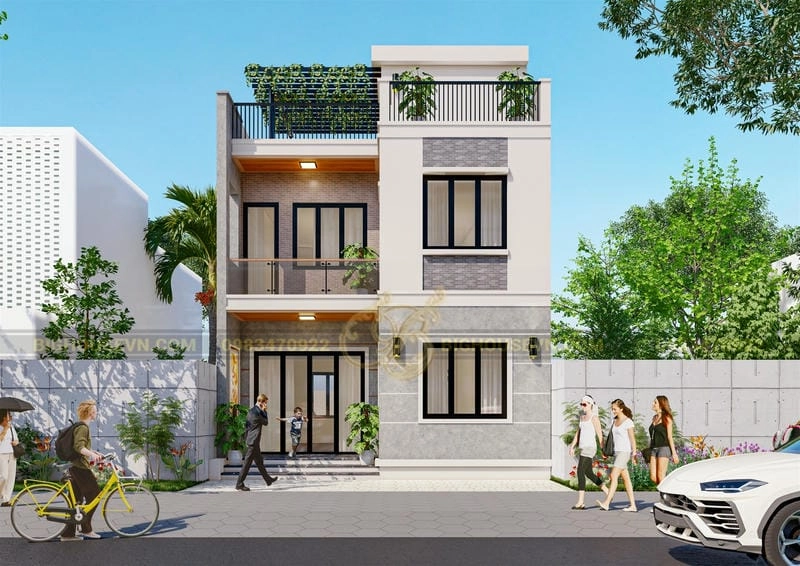 Vẻ đẹp thanh lịch từ tầng mái thái 5x20m mẫu nhà đẹp 2 tầng 5x20