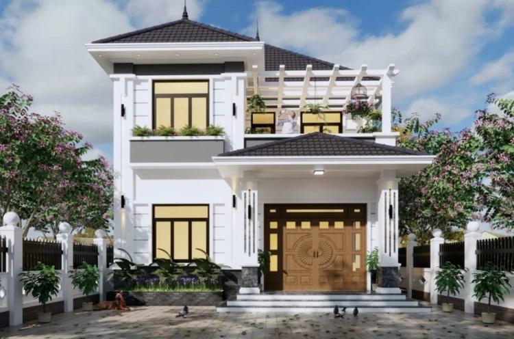 Mẫu nhà 2 tầng nông thôn - Vẻ đẹp thanh bình và tiện nghi