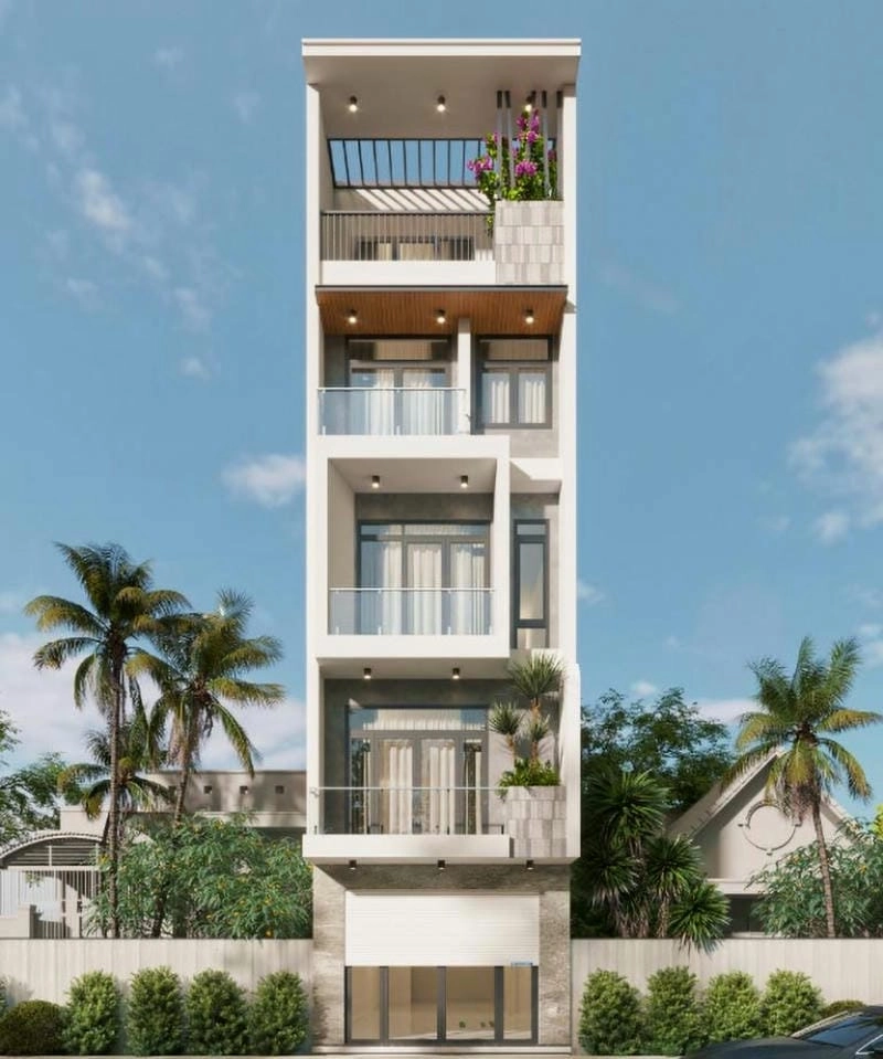 Mẫu nhà 5 tầng mặt tiền 4m tối ưu không gian diện tích nhỏ