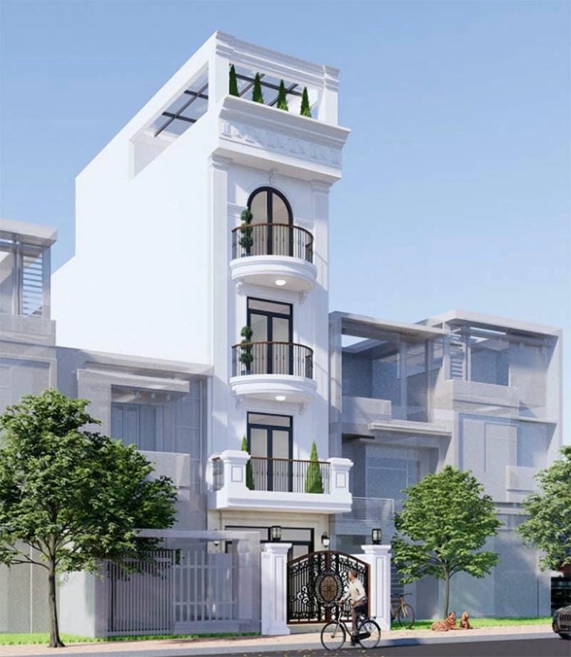 Mẫu nhà phố tân cổ điển 5 tầng gây ấn tượng từng chi tiết