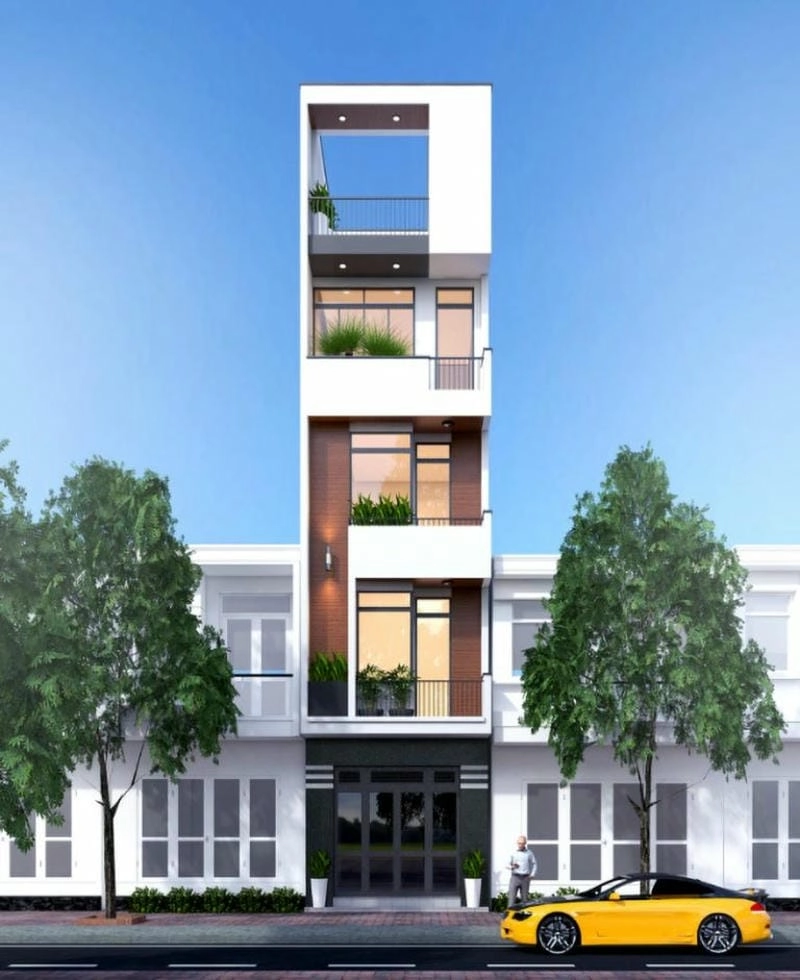 Mẫu nhà tân cổ điển 5 tầng kết hợp cổ điển và hiện đại