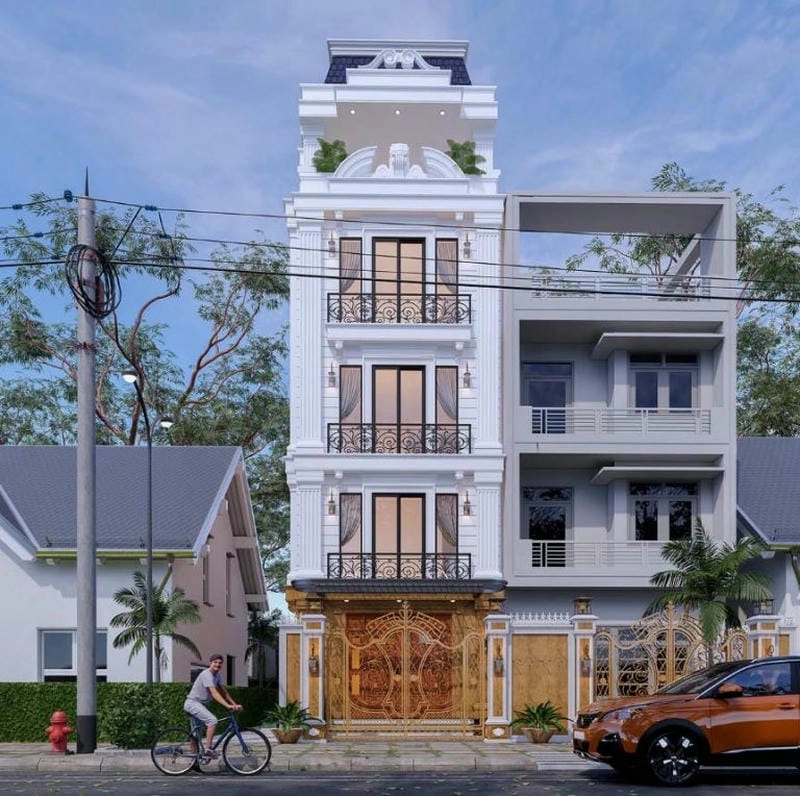 Mẫu nhà 5 tầng có thang máy hiện đại sang trọng bậc nhất