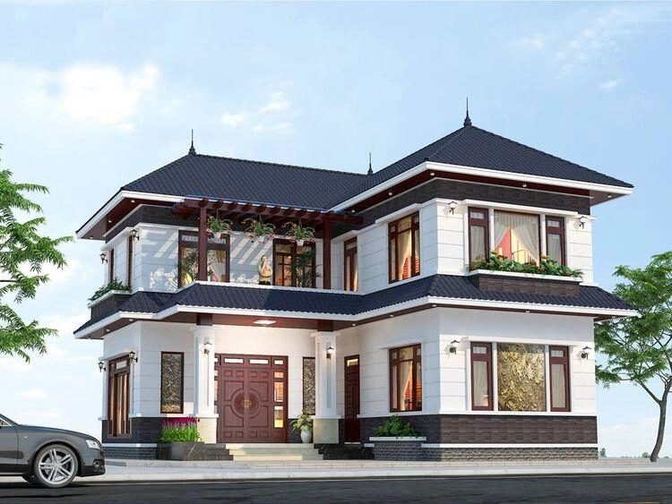 Tham khảo mẫu nhà 2 tầng 5 phòng ngủ rộng rãi
