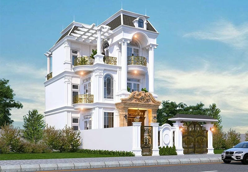 mẫu thiết kế nhà biệt thự đẹp 3 tầng kết hợp công năng và thẩm mỹ