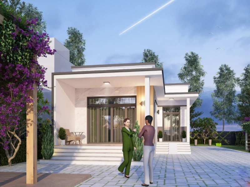 Gợi ý mẫu nhà cấp 4 chữ l nông thôn