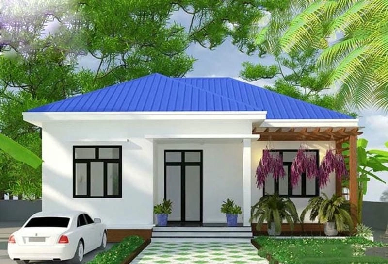 Tham khảo mẫu nhà cấp 4 2 phòng ngủ 60m2 tiện nghi
