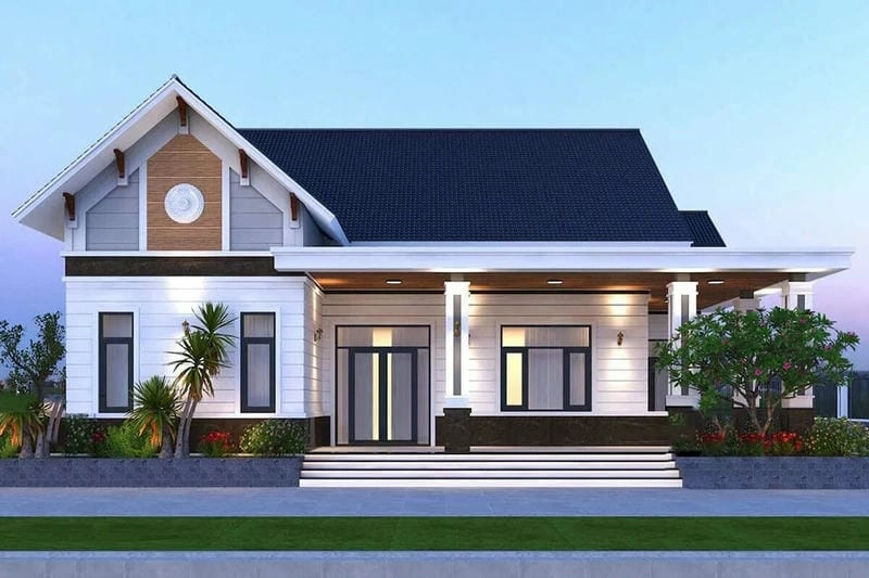 mẫu nhà mái thái cấp 4 3 phòng ngủ bố trí hợp lý tiện nghi