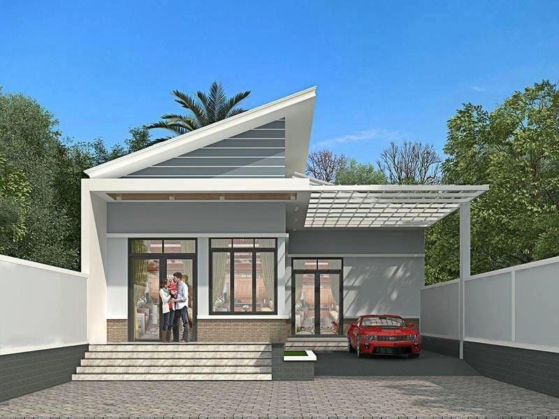 Tham khảo nhà cấp 4 mái lệch 5x10