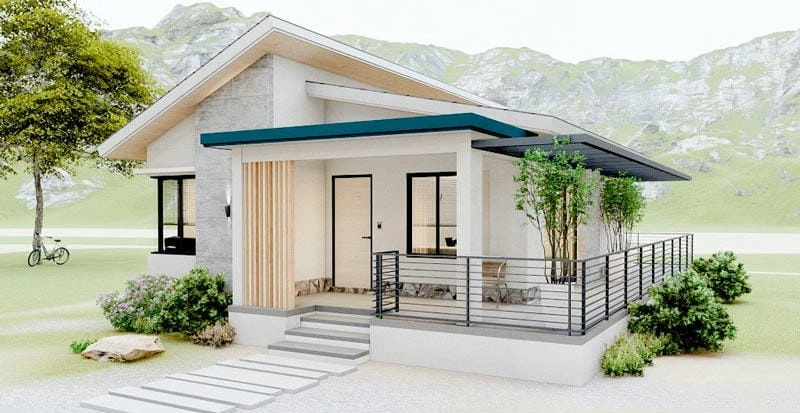 Xem mẫu nhà cấp 4 mái lệch 5x20