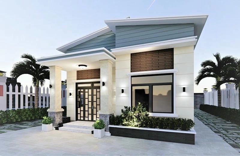 Gợi ý nhà cấp 4 mái lệch 6x25 hiện đại