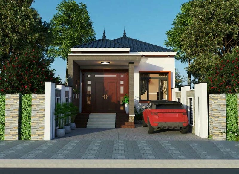 Tinh gọn thanh lịch trong mẫu nhà cấp 4 mái thái đơn giản