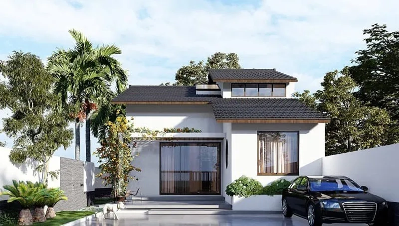 Tham khảo mẫu nhà chữ l 1 tầng mái nhật tinh tế