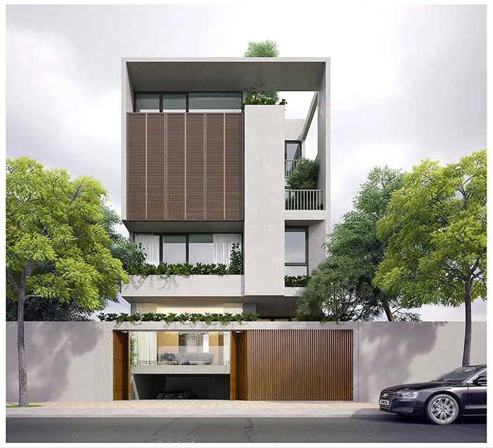 Tham khảo mẫu nhà 2 tầng phong cách hiện đại có tầng hầm
