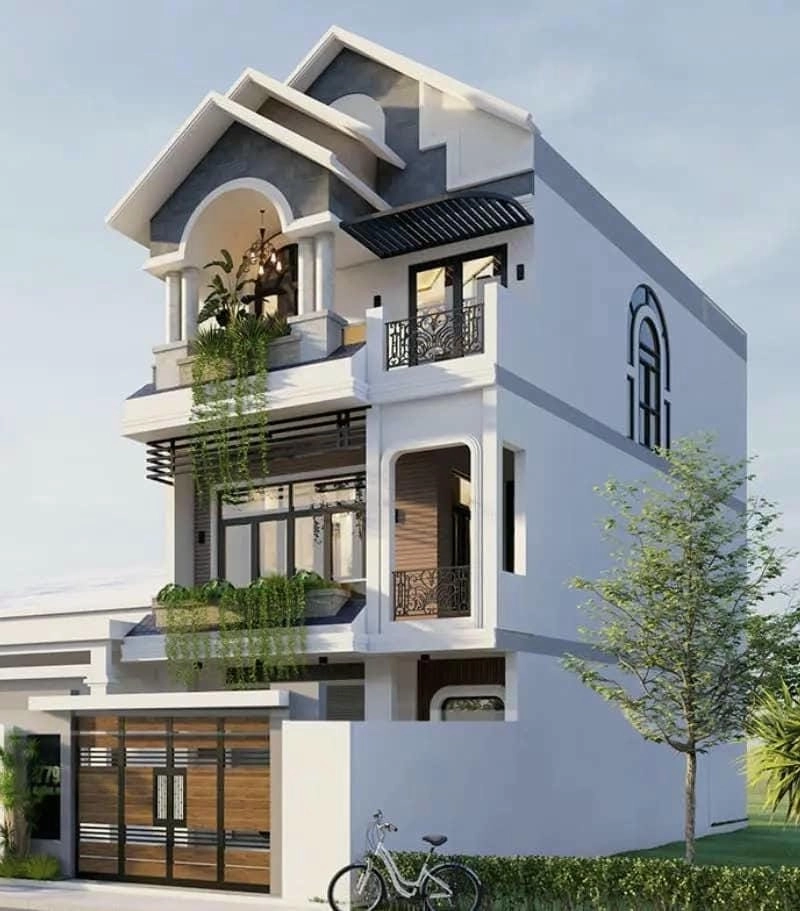 mẫu nhà 1 trệt 1 lửng 2 lầu tối ưu không gian cho gia đình