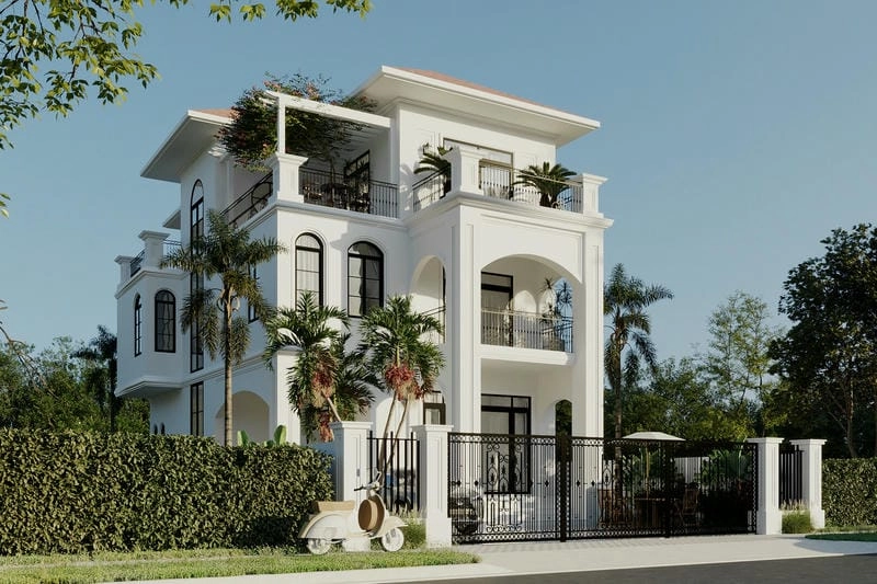 mẫu nhà biệt thự 7x20m thiết kế dài rộng thoải mái