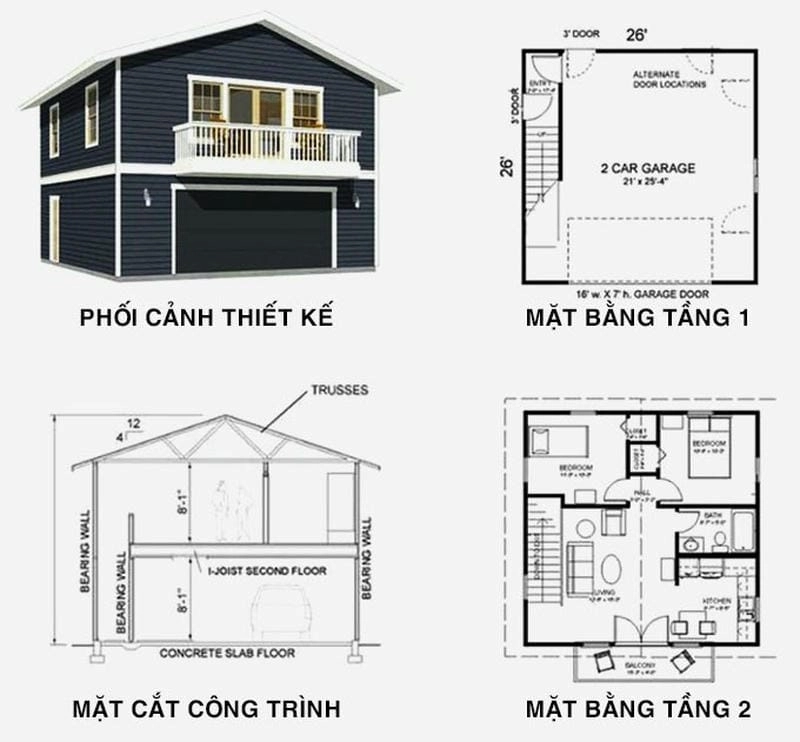 mẫu nhà lắp ghép 2 phòng ngủ lựa chọn thông minh cho gia đình