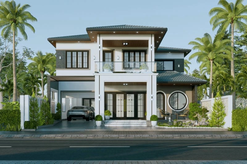 Ý tưởng mẫu nhà ngang 12m sâu 8m thoáng mát