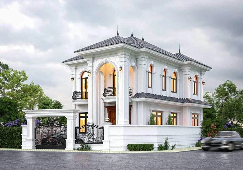 nhà lô góc 2 tầng có gara sân vườn tiện nghi