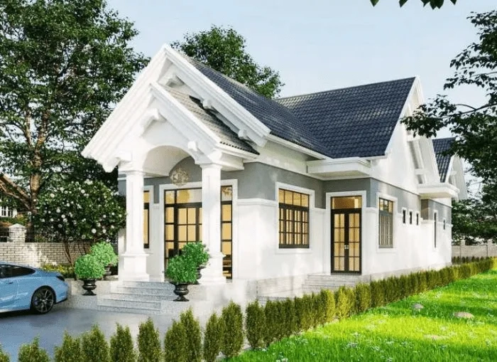 Đẹp nổi bật với mẫu nhà mái thái 1 tầng 4 phòng ngủ đẹp