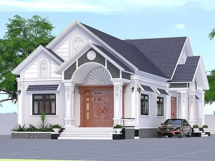 Ấn tượng với mẫu nhà mái thái 1 tầng mặt tiền 7m2 tinh tế